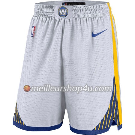 Homme NBA Golden State Warriors Shorts Blanc 2018-19 Nike Swingman
